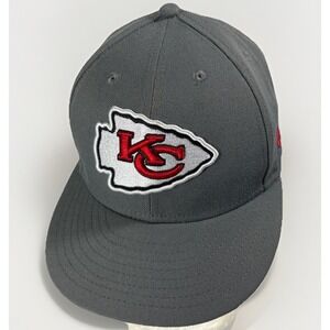 New Era NFL 59FIFTY Fitted Hat Graphite Gray Kansas City Chiefs Size 7 3/8 EUC